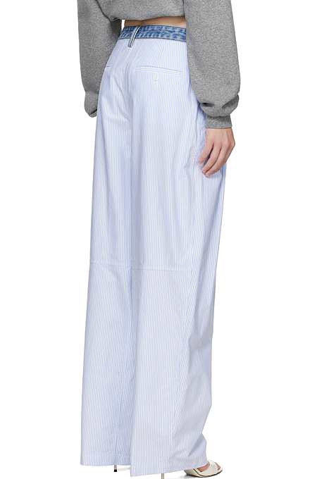 Alexander Wang Striped Wide-Leg Trousers with Denim Waistband