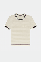 Miu Miu Ribbed Knit Logo Tee