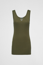Prada Ribbed Cotton Jersey Tank in Military Green