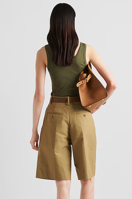 Prada Ribbed Cotton Jersey Tank in Military Green