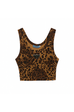 “Pantera Nero” Leopard Ribbed Knit Crop Top by Prada