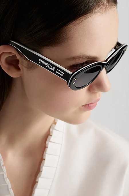 “CD Diamond Oval” Star-Studded Sunglasses by Christian Dior