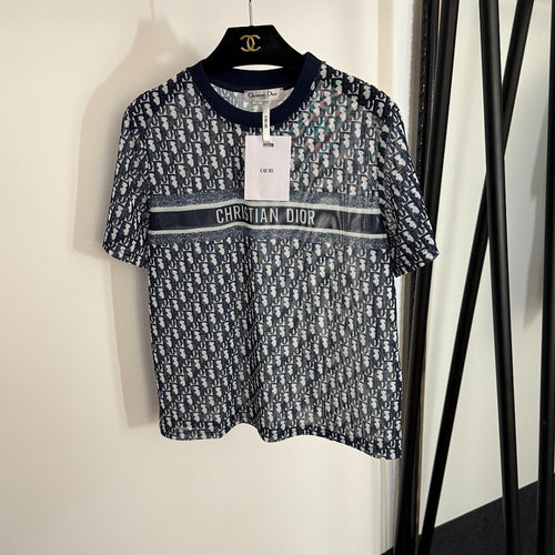 Dioriviera Oblique Mesh Tee – Navy Monogram Edition