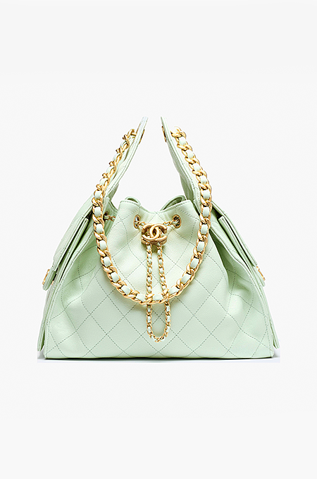 Chanel 25 “Menthe Lumière” Bucket Flap Bag Runway Edition in Mint