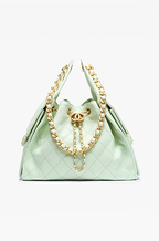 Chanel 25 “Menthe Lumière”  Bucket Flap Bag Runway Edition in Mint Caviar Calfskin with Gold Hardware