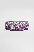 “Viola Fioritura” Majolica-Print Off-Shoulder Poplin Top