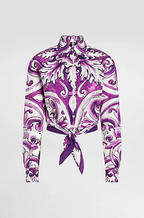 Dolce & Gabbana “Viola Reale” Majolica Poplin Tie-Front Shirt