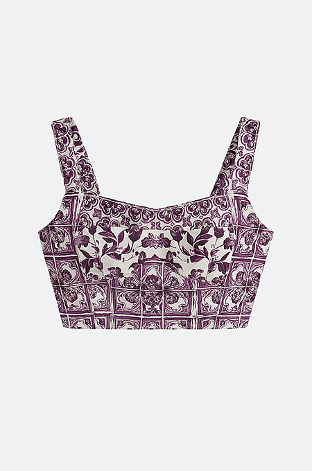 Dolce & Gabbana “Maiolica Classica” Structured Tile-Print Bustier