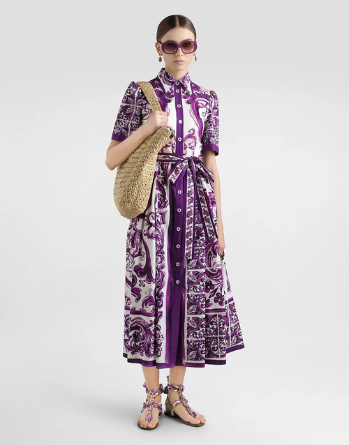 Dolce & Gabbana “Giardino di Sicilia” Majolica Belted Shirt Dress