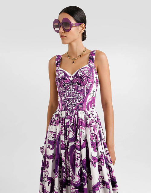 Dolce & Gabbana “Regina di Maiolica” Corset Midi Dress