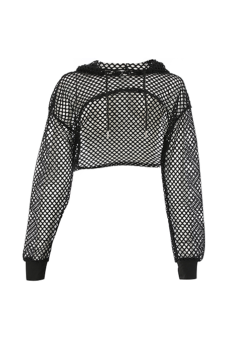 Hype Net Mesh Cropped Hoodie
