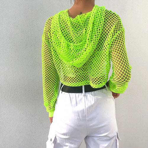Hype Net Mesh Cropped Hoodie