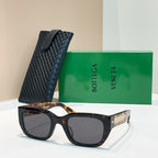 Bottega Veneta Intrecciato Temple Rectangular Sunglasses