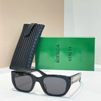 Bottega Veneta Intrecciato Temple Rectangular Sunglasses