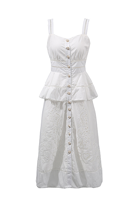 Soleil de Jardin Broderie Anglaise Midi Dress White / M Soleil de Jardin Broderie Anglaise Midi Dress White / M