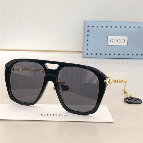 Gucci “GG Chain” Oversized Shield Sunglasses