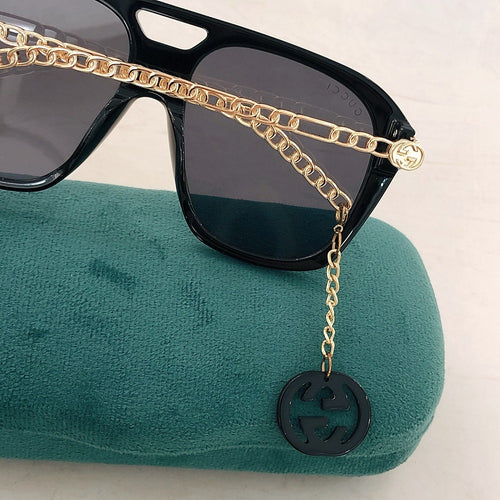 Gucci “GG Chain” Oversized Shield Sunglasses