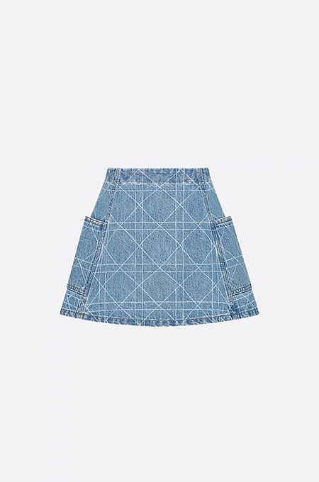 Dior Oblique “Cannage” Denim Button-Front Mini Skirt