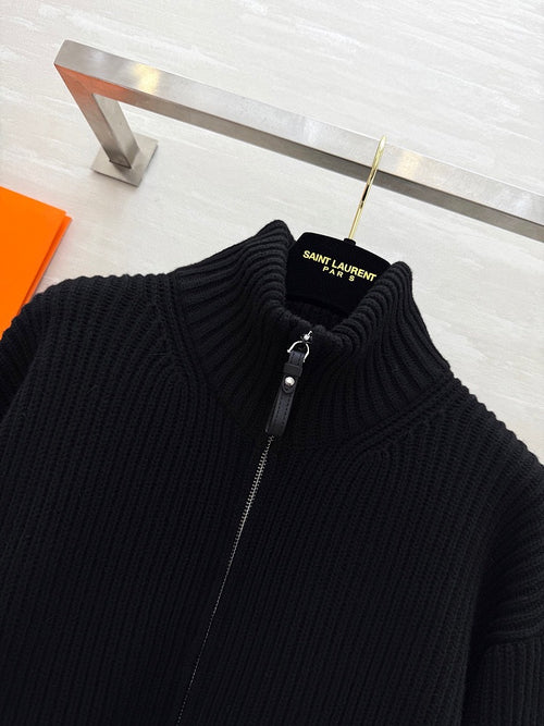 Hermès “Signature H” Ribbed Zip Knit Jacket