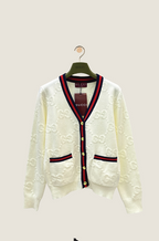 Gucci “Maison Emblem” Ivory Knit Cardigan