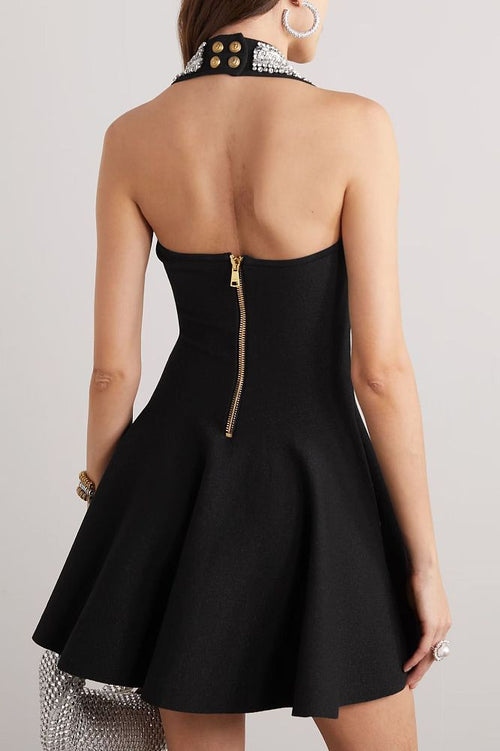 Carmine Society Halter Mini Dress