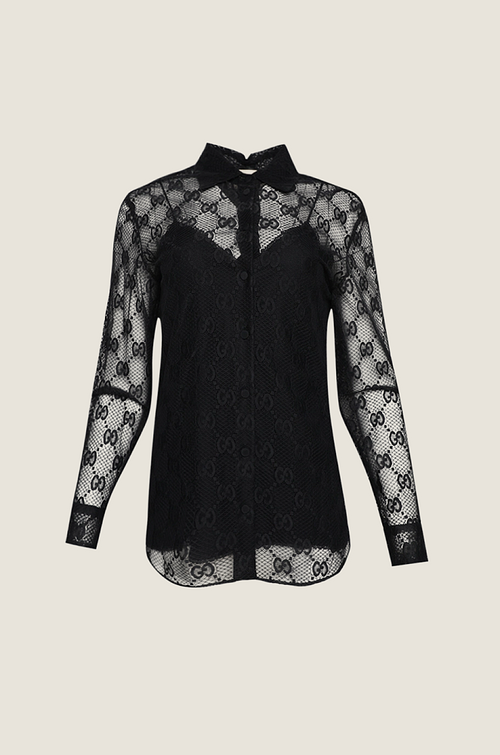 Gucci “Luce di Seta” Monogram Lace Blouse