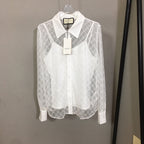 Gucci “Luce di Seta” Monogram Lace Blouse