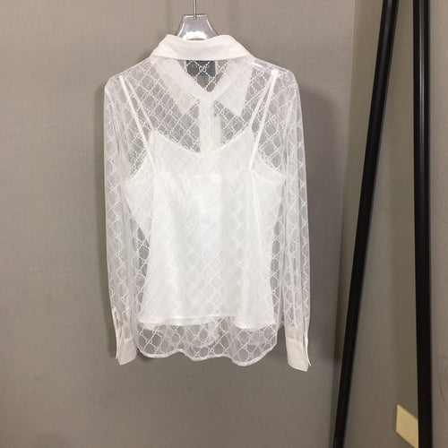 Gucci “Luce di Seta” Monogram Lace Blouse