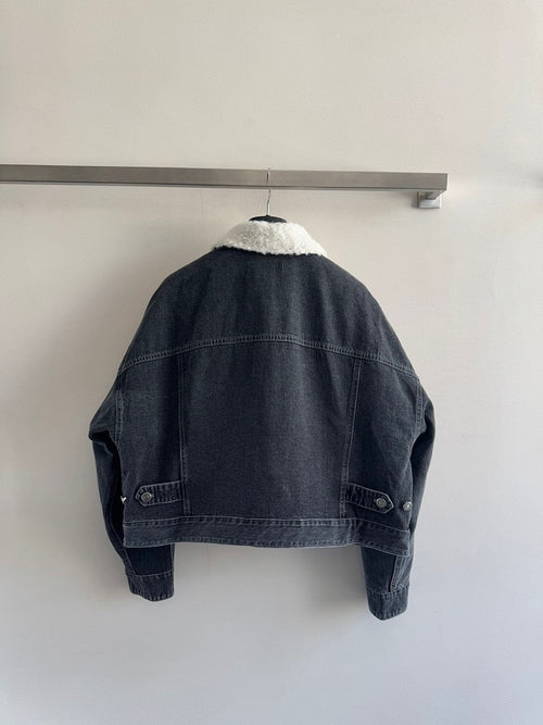 Dior “Noir Atelier” Shearling-Collar Denim Jacket