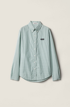 Miu Miu “Verde Classico” Gingham Button-Down Shirt