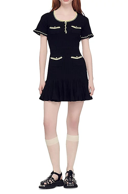 Sandro Paris Élodie Trimmed Mini Dress