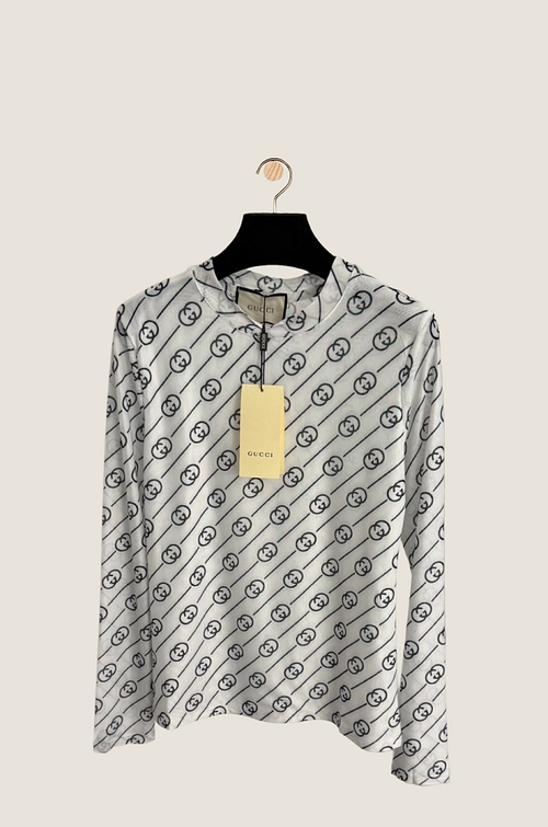 Gucci “Linea Iconica” Monogram Sheer Fitted Top