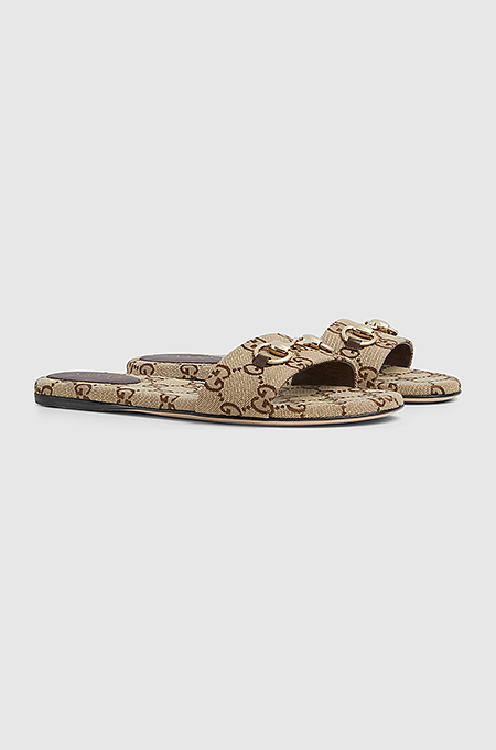 Gucci GG Supreme Horsebit Flat Slides