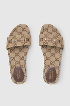 Gucci GG Supreme Horsebit Flat Slides