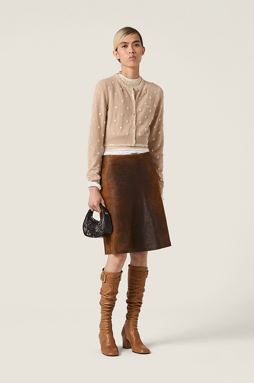 Miu Miu “Perla Fiore” Embellished Cropped Cardigan