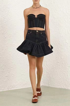 Zimmermann Corset Denim Two-Piece Skirt Set