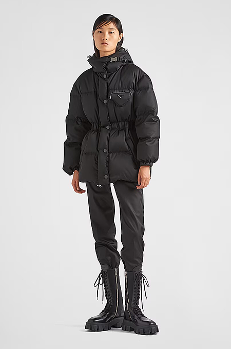 Prada Re-Nylon Puffer Jacket with Logo-Embellished Flap Pockets