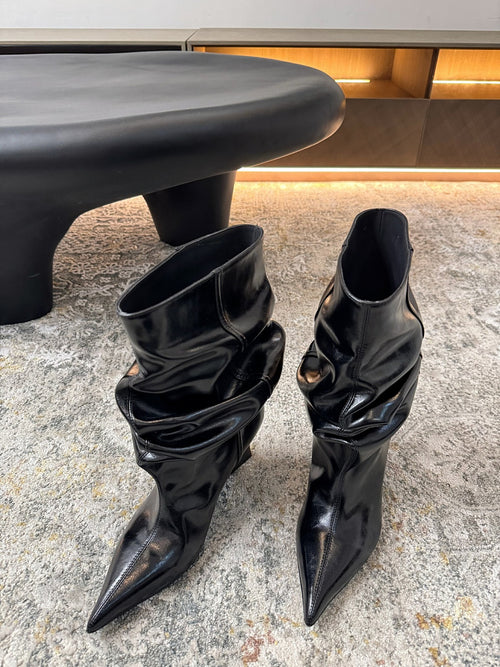 Balmain Paris “Imperial Sculpt” Wedge-Leg Slouch Boot