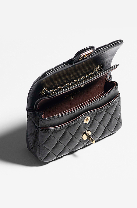 Chanel Pearl Heart Charm Mini Flap Bag in Quilted Lambskin with Gold-Tone Hardware