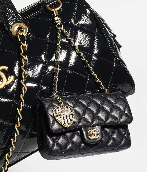 Chanel Pearl Heart Charm Mini Flap Bag in Quilted Lambskin with Gold-Tone Hardware