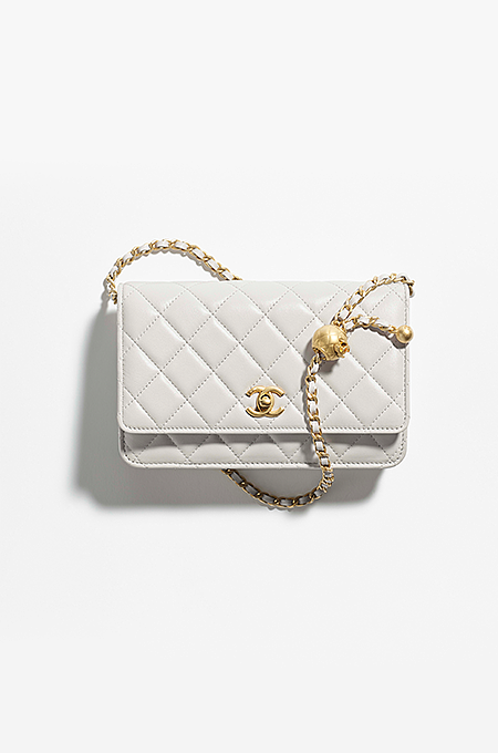 Chanel Pearl Heart Charm Mini Flap Bag in White Quilted Lambskin