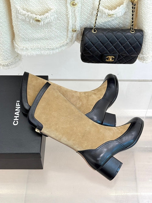 Chanel Métiers d’Art Two-Tone Suede & Leather Knee Boots