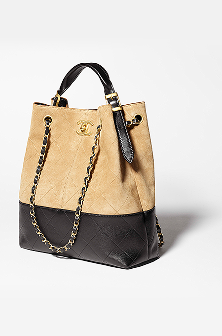Chanel Deauville Two-Tone Suede & Quilted Calfskin Bucket Tote