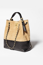 Chanel Deauville Two-Tone Suede & Quilted Calfskin Bucket Tote with Gold-Tone Hardware