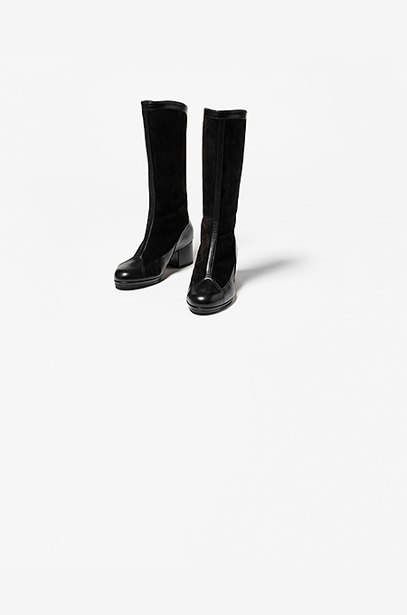 Chanel Métiers d’Art Black Suede & Calfskin Leather Knee Boots