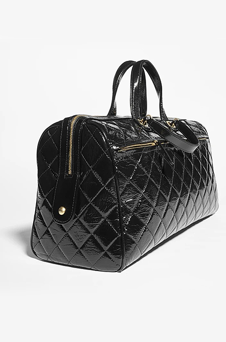 Chanel Quilted Patent Leather Boston Bag