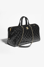 Chanel Quilted Patent Leather Boston Bag