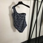 Alexander Wang One-Shoulder Logo Print Swimsuit