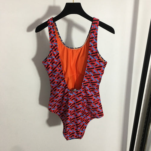 Versace Reversible Logo Print One-Piece Swimsuit