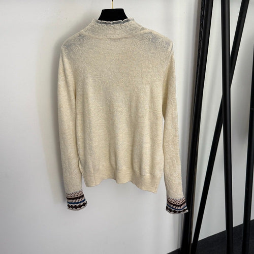 Dior Étoile Brodée Mock Neck Knit Top